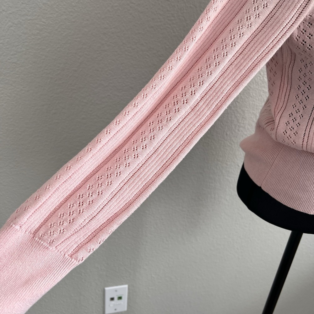 Fifteen Twenty Small Pointelle Faux Wrap Pink Top Knit Soft Girl Balletcore - Picture 6 of 9